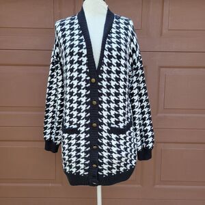 Loft Womens oversized  Herringbone Button Up cardigans Sweater Sz M